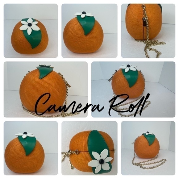 Kate Spade Orange Fruit Spice Things Up Novelty Straw Crossbody Purse Handbag - Picture 15 of 16